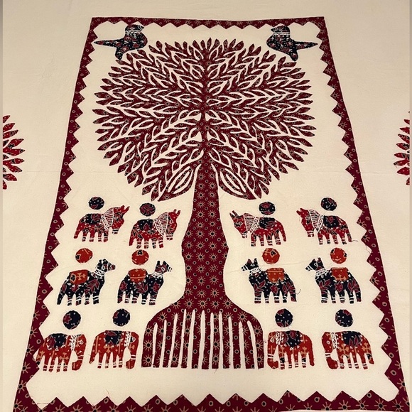 Artisan Other - HANDCRAFTED BLOCK PRINT APPLIQUÉ TREE OF LIFE BED COVERLET TEXTILE WALL HANGING